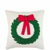 New ⭐ Mud Pie Holiday 🔔 Christmas Felted Wreath Pillow ✔️