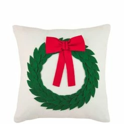 New ⭐ Mud Pie Holiday 🔔 Christmas Felted Wreath Pillow ✔️