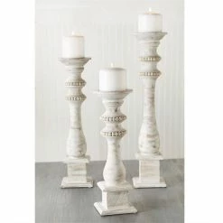 Best deal 👏 Mud Pie Classic White-Washed Beaded Candlestick ❤️ -Mud Pie Store unnamed file 159