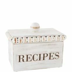 Coupon 🎉 Mud Pie White Beaded Recipe Box 👍