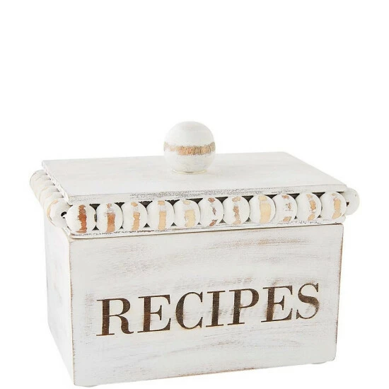 Coupon 🎉 Mud Pie White Beaded Recipe Box 👍 3 Coupon 🎉 Mud Pie White Beaded Recipe Box 👍