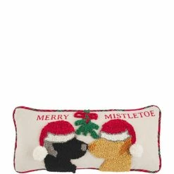 Brand new 💯 Mud Pie Holiday Merry Mistletoe 🦮 Dog Hooked Wool Lumbar Pillow 🤩