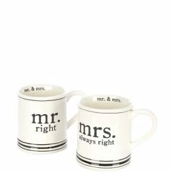Outlet ❤️ Mud Pie Wedding Mr & Mrs Right Mug Set Clear 👍 -Mud Pie Store unnamed file 170