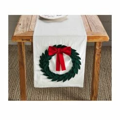 New 🛒 Mud Pie Holiday Farmhouse 🎁 Christmas Wreath Table Runner 🤩