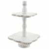 Discount ✨ Mud Pie Mango Wood White Beaded 2-Tiered Server ⌛ -Mud Pie Store unnamed file 189
