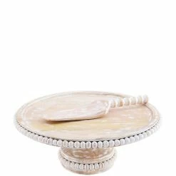 Best reviews of 🛒 Mud Pie Classic Beaded Wood Cake Stand With Server White 👏