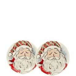Best Sale 🔥 Mud Pie Holiday Round Santa Bird Salad Plates, Set Of 2 Natural ❤️