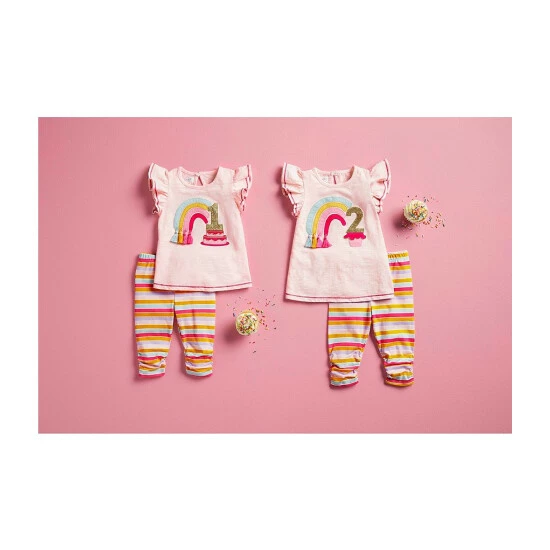 Best deal ⌛ Mud Pie Baby 👧 Girls 12-18 Months Flutter-Sleeve 1st 🎂 Birthday Applique Tunic & Striped Ruched Hem Leggings Set Pink Multi 🎁 5 Best deal ⌛ Mud Pie Baby 👧 Girls 12-18 Months Flutter-Sleeve 1st 🎂 Birthday Applique Tunic & Striped Ruched Hem Leggings Set Pink Multi 🎁 - Image 3