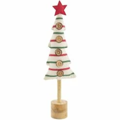 New 🧨 Mud Pie Holiday Large Fabric Wood Tree Sitter 😍