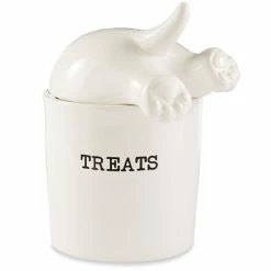 Wholesale ⌛ Mud Pie Mud Puppy Collection 🐶 Dog Tail Treat Canister White 🔔