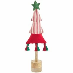 Budget 😍 Mud Pie Holiday Medium Striped Fabric Tree Sitter ⭐