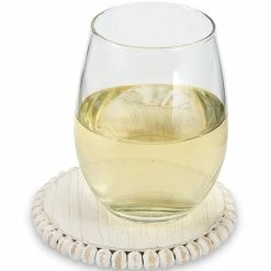 New 😍 Mud Pie Mango Wood Beaded Coasters, Set Of 4 White 🔥 -Mud Pie Store unnamed file 275