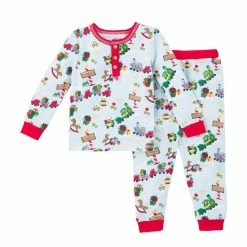 Best deal 🥰 Mud Pie Baby/Little Kids 9 Months-5T 🎄 Christmas Toyland Long-Sleeve Pajama Top & Matching Pajama Pant 2-Piece Set Blue 😉