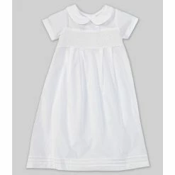 Best reviews of 🌟 Mud Pie Baby Newborn-6 Months Short-Sleeve Smocked Christening Gown White 👏