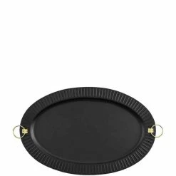 New ⭐ Mud Pie Mercantile Collection Black Oval Tin Handled Tray ⭐