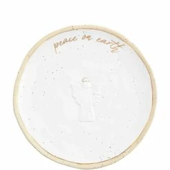 Flash Sale ❤️ Mud Pie Holiday Silver Bells Round Gold Angel Platter 🧨