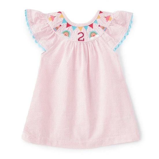 Best deal π Mud Pie Toddler π§ Girls Flutter-Sleeve 2nd π Birthday Embroidered Seersucker Gingham Smocked π Dress Pink π₯° 3 Best deal π Mud Pie Toddler π§ Girls Flutter-Sleeve 2nd π Birthday Embroidered Seersucker Gingham Smocked π Dress Pink π₯°