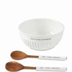 Buy 🧨 Mud Pie Don't Stop Be Leafing Salad Bowl Set White 🛒