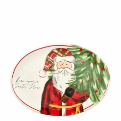 Wholesale 🎉 Mud Pie Here Comes Santa Oval Platter Multi 🎁