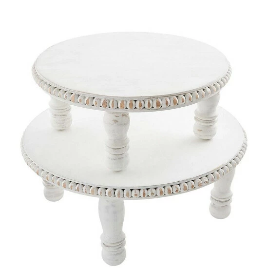 Outlet ๐ฅฐ Mud Pie White-wash Beaded Pedestal Wood Trays, Set Of 2 ๐คฉ 3 Outlet ๐ฅฐ Mud Pie White-wash Beaded Pedestal Wood Trays, Set Of 2 ๐คฉ