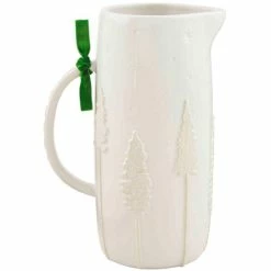Best Pirce 🤩 Mud Pie Holiday White 🎄 Christmas Stoneware Pitcher ⭐