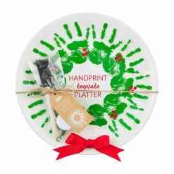 Promo ⌛ Mud Pie DIY Keepsake Wreath Handprint Platter Set Green 🎁