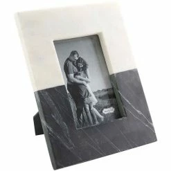 Promo 🛒 Mud Pie Mercantile Collection 4x6 Two-Tone Marble Picture Frame Black/white ✨
