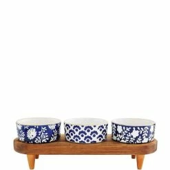 Flash Sale 👍 Mud Pie Indigo Dip Bowl Stand Set Blue 👍