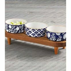 Flash Sale 👍 Mud Pie Indigo Dip Bowl Stand Set Blue 👍 -Mud Pie Store unnamed file 456