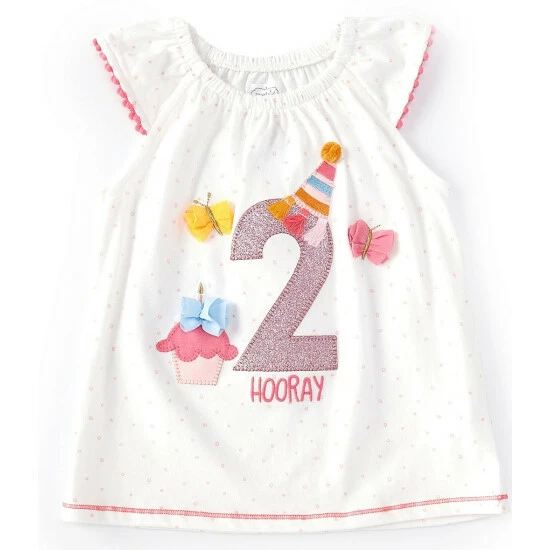Wholesale π₯° Mud Pie Little π§ Girls 2T Flutter-Sleeve Glitter 2nd π₯³ Birthday Dotted Tunic Top White Multi β 3 Wholesale π₯° Mud Pie Little π§ Girls 2T Flutter-Sleeve Glitter 2nd π₯³ Birthday Dotted Tunic Top White Multi β