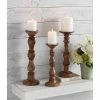 Discount ✔️ Mud Pie Pine Hill Collection Beaded Wood Candlesticks Brown 🤩