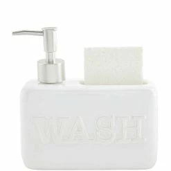 Wholesale 🔔 Mud Pie #double;Wash#double; Soap Pump With Sponge Caddy White 🤩
