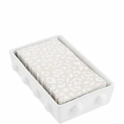 New ❤️ Mud Pie Classic Home Collection Leopard Print Guest Hand Towel Caddy Set White 👍