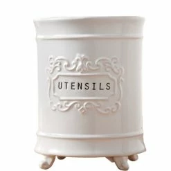 Cheap 💯 Mud Pie Circa Ceramic Utensil Holder White 🔥