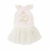 Discount 😍 Mud Pie Little 👧 Girls 2T 2nd 🎂 Birthday Tank & Glitter Dot Mesh Tutu 2-PIece Set Pink/ivory/gold 👏