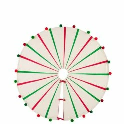 Best Pirce 🥰 Mud Pie Holiday Pom-Pom Striped Tree 👗 Skirt 😉