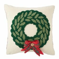 Best reviews of 👏 Mud Pie Classic 🎅 Christmas Collection Wreath Hooked Wool Pillow White/green 🌟