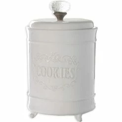 Buy 🔥 Mud Pie Circa Glass Door Knob Footed Cookie Jar White 🎉