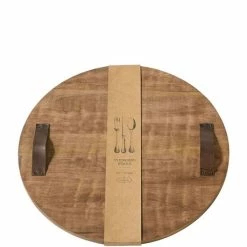 Discount 🌟 Mud Pie Round Over Sized Mango Wood Board Brown 🌟