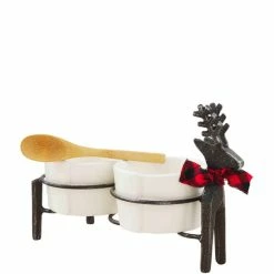 Cheapest 💯 Mud Pie Holiday Lodge Metal Deer Double Dip Bowl 🤩