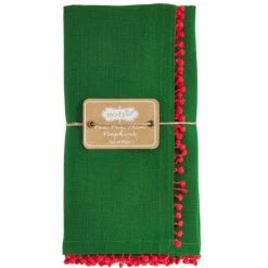 Best reviews of 🛒 Mud Pie Holiday Merry Everything Pom Pom Napkins, Set Of 4 Green 😍
