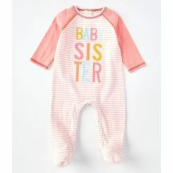 Flash Sale 🧨 Mud Pie Baby 👧 Girls Newborn-6 Months Long-Sleeve Baby Sister Footed Coverall Pink 🧨