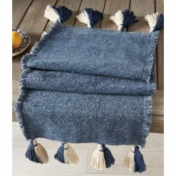 Deals ❤️ Mud Pie Circa Ponchaa Table Runner Grey 🔥
