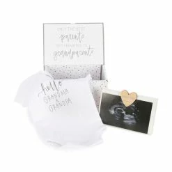 Flash Sale 😍 Mud Pie Hello Grandparents Baby Announcement Gift Set White ✔️