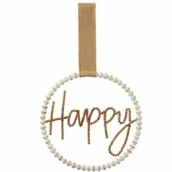Best Pirce 🛒 Mud Pie Happy Beaded Door Decor Hanger Brown ✔️