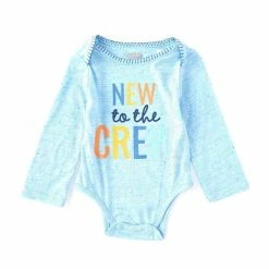 Wholesale 🔔 Mud Pie Baby Boys Newborn-6 Months Long-Sleeve New To The Crew Crawler Onesie Blue 😉