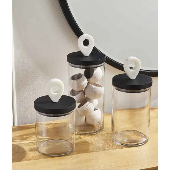 Deals β€οΈ Mud Pie Mercantile Collection Black And White 3-Piece Glass Canister Set π― 4 Deals β€οΈ Mud Pie Mercantile Collection Black And White 3-Piece Glass Canister Set π― - Image 2
