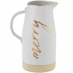 Buy 🛒 Mud Pie Holiday Silver Bells Gold Merry Pitcher 🤩