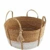 Discount 🔔 Mud Pie Happy Everything Collection Round Seagrass Basket Set With Handles Dark Beige 😀 -Mud Pie Store unnamed file 728