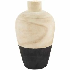 Buy ✨ Mud Pie Collection Two-Tone Paulownia Wood Decor Vase Dark Beige/black 😍